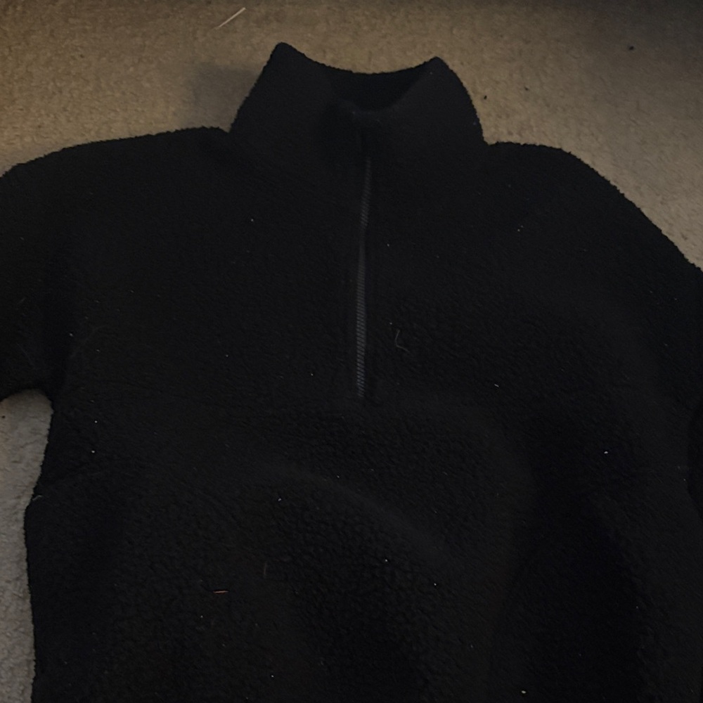 Gilly Hicks Black Fleece Quarter-Zip Top